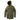 Olive green hooded parka with full front zip and flap pockets, long sleeves