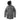 Gray hooded parka with full front zip and flap pockets, long sleeves