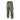 Green camouflage cargo ripstop pants with side pockets and drawstring-cuffed hem