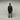 Black hooded smock jacket on model, back view with relaxed shoulders