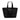 Black canvas tote bag with U.S. logo patch and front pocket, stitched handles