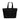 Black canvas tote bag with dual stitched handles and vertical panel seams