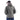 Gray anorak jacket with hood, back view and front zipper seam