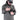Gray anorak jacket with hood, front zipper and chest logo patch