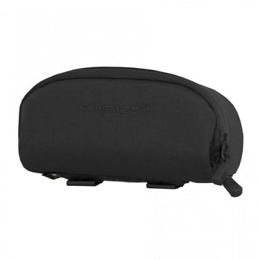 Black sunglasses pouch with zipper and embossed brand logo