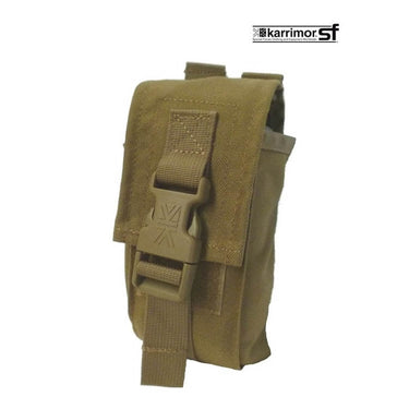 KarrimorSF coyote grenade pouch with front flap and MOLLE webbing