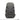 Grey rucksack back view with padded harness, stacked front webbing, and logo patch.
