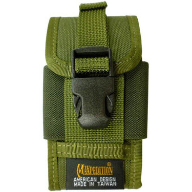 Olive clip-on PDA phone holster with black belt clip and fabric sheath