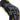 Abrasion-resistant work glove close-up: black back with tan fingertips and logo print