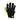 Black work gloves with hi-vis yellow side panels and red wrist tab, hook-and-loop cuff