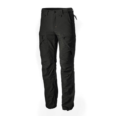 Black climbing pants with cargo-style thigh pockets and ankle cuffs