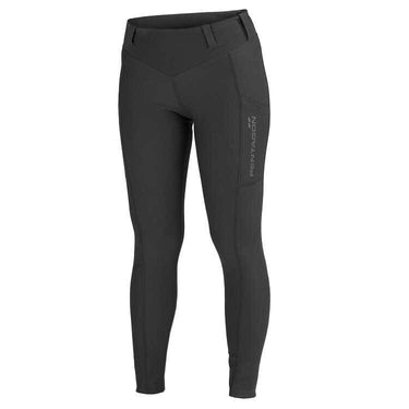 High-waist black leggings with vertical side logo print