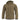Olive hurricane rain jacket with hood, front view, zip closure and utility pockets