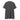 Dark gray henley shirt with buttoned placket, short sleeves, small chest logo