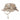 Desert camouflage jungle hat with wide brim, chin strap, buttoned front flap.