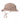 Tan jungle hat with wide brim, chin strap, buttoned front flap.