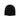 Black wool beanie cap with folded edge and small logo patch