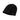 Black wool watch cap with folded cuff and small rectangular logo patch