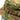 Camouflage bonnie hat close-up with front buckle strap and stitched brim edge
