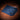 Blue neck gaiter folded in a rectangle, fleece tube with small orange logo tag.