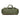 Olive 70L duffle bag with top handle, front zip pocket, and side carry tabs
