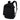 Black tactical backpack with padded shoulder straps and front zip pocket