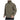 Khaki hurricane rain jacket with hood, front view, zipper closure and curved hem