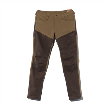 Color-block outdoor cargo pants, tan upper with dark brown lower panels
