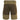 Brown cargo shorts with belt loops, zipper fly, and front cargo pockets