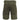 Dark green cargo shorts with belt loops, zipper fly, and front cargo pockets