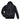 Black leather flight jacket back view with ribbed hem, yoke seam, and sleeve straps