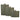 Olive drab stainless steel flask set with screw caps, three flasks