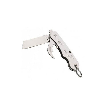 Folding pocket knife with light handle, open blade and locking mechanism, stainless steel