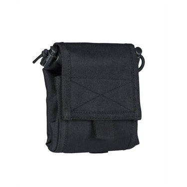 Black collapsible empty shell pouch with front flap pocket and side buckle