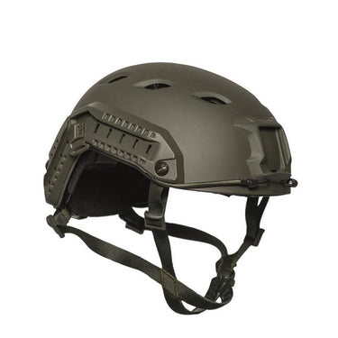 Sturm US Army paratrooper helmet with rail, olive drab shell and chin strap