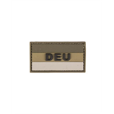 DEU PVC tactical patch with olive top band, white bottom band, and stitched border