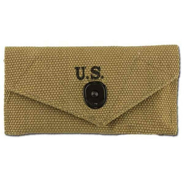 Khaki canvas first aid pouch with US marking and round snap button