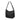 Black carryall backup bag with wide shoulder strap and gathered front panel