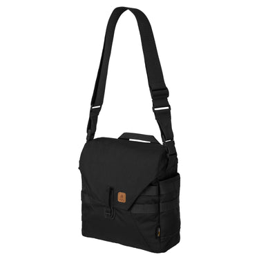 Bushcraft haversack shoulder bag in black with adjustable straps and front flap pocket