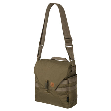 Bushcraft haversack shoulder bag in olive with adjustable straps and front flap pocket