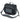 Black courier bag with gray front panel, flap, and adjustable shoulder strap