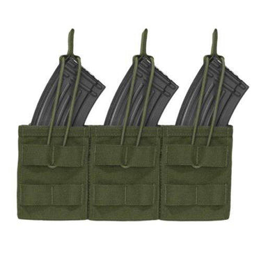 Warrior Assault Triple Open AK 7.62mm Magazine/Bungee Retention Pouch Olive Drab