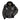Black leather bomber jacket with faux-fur collar, front patches, and zip pockets