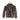 Brown leather sheepskin jacket back view with cream shearling trim at hem and cuffs