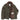 Dark olive wax deck jacket with brown shearling lining, open front, snap placket