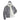 Gray suede jacket with shearling lining, hood, and zip-front; white inner collar