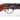 Replica flintlock pirate pistol close-up of trigger and engraved metal plate on wood stock.