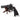 Black revolver replica with long barrel, angled view on wooden stand