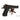 Black pistol replica close side view with trigger guard and slide grooves