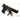 Black pistol replica left-front angled view with muzzle and slide details